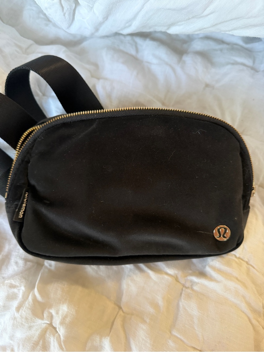 Lululemon Black Velvet Everywhere Belt Bag Gold Hardware